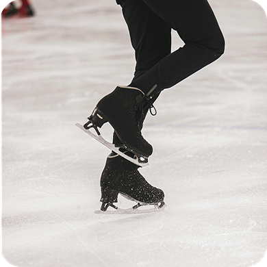 Ice skating rink with skater