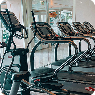 Modern gym with treadmills